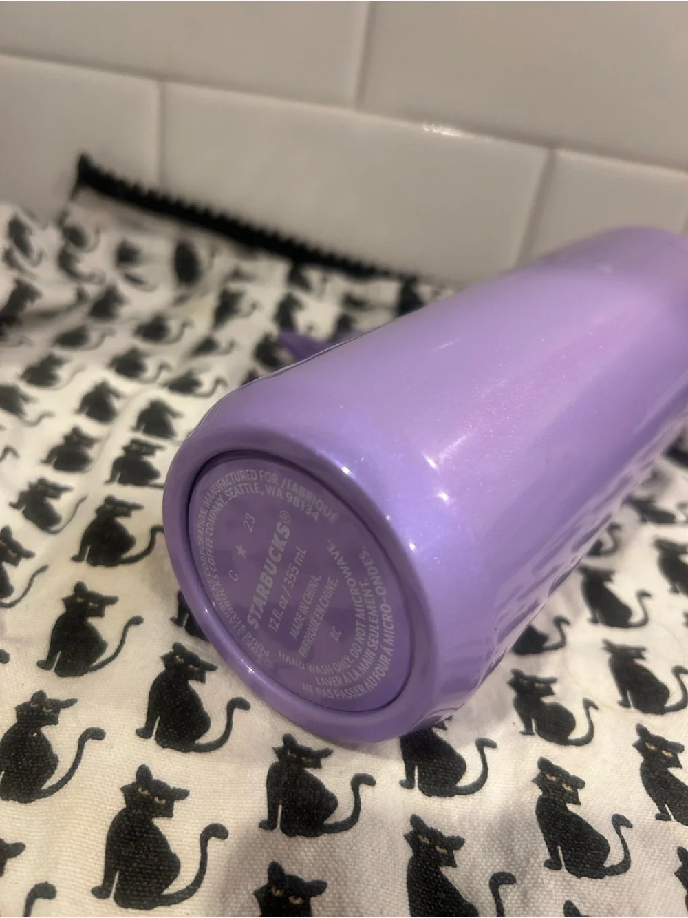 Starbucks Lilac glitter stainless steel tumbler with star keychain